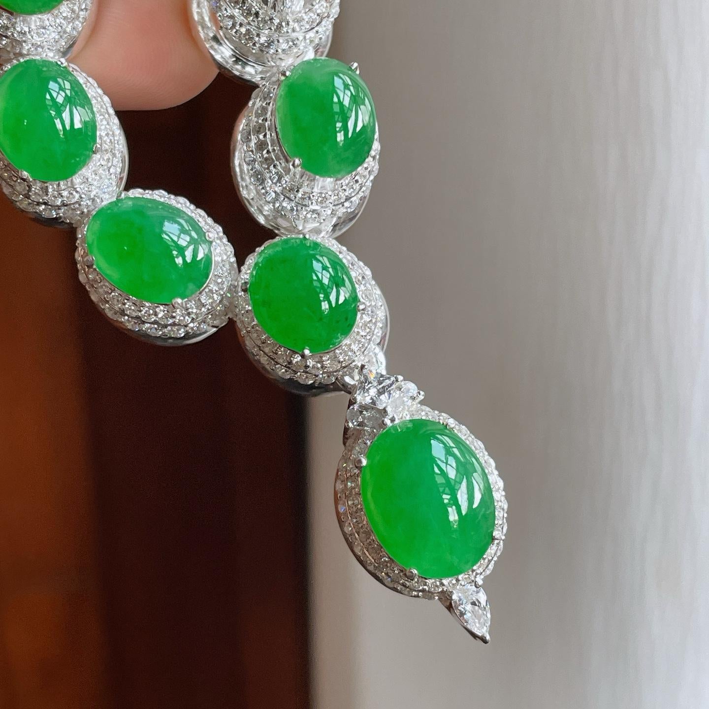 铜托糯冰满绿翡翠套链（yc251706）