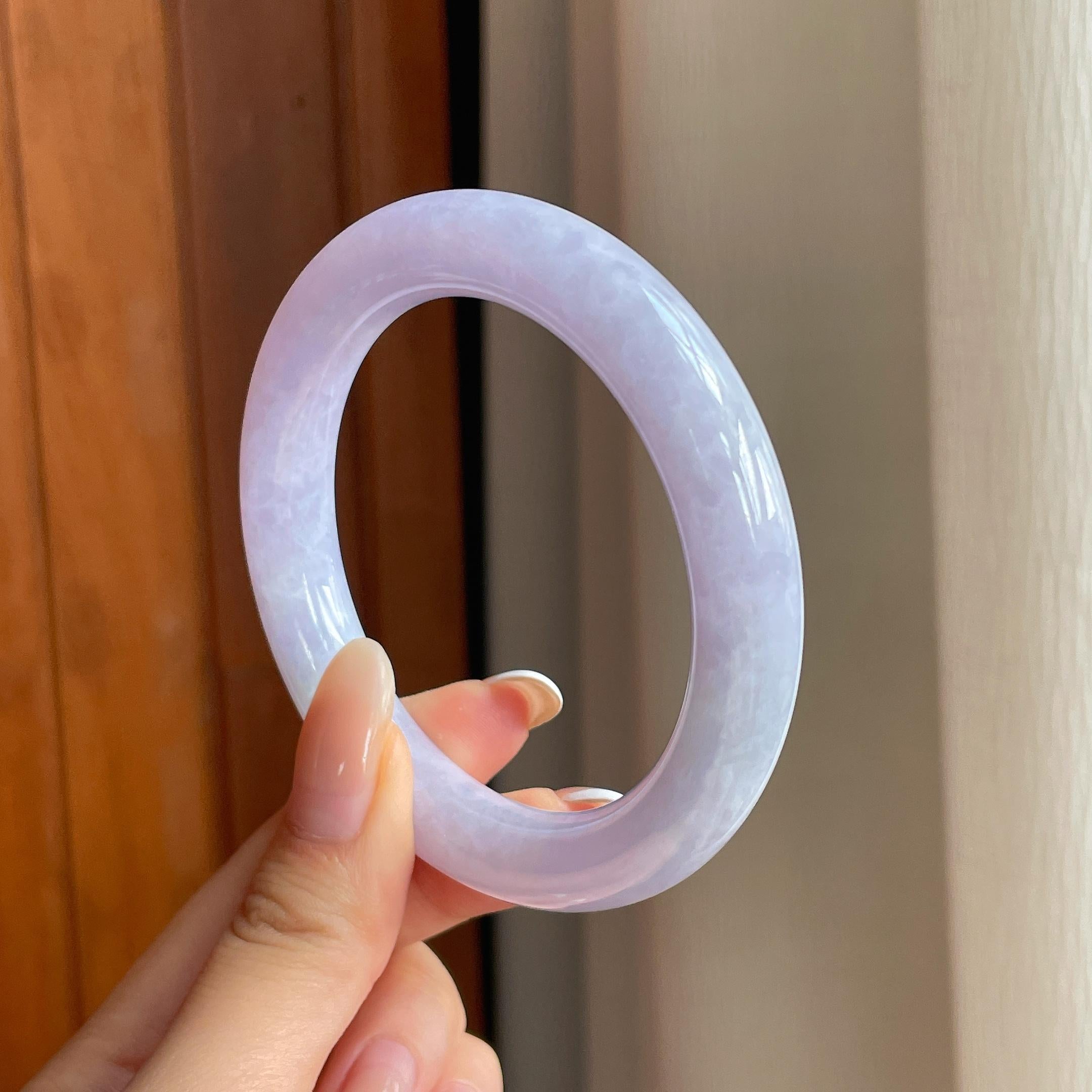 糯冰紫罗兰翡翠圆条手镯（57mm)（yc419676）