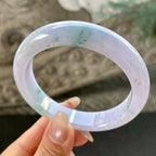 大圈口   糯种淡紫罗兰飘蓝花正圈平安镯58.2圈   天然缅甸A货翡翠（yc348222）