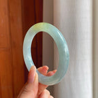 冰种飘黄翡翠圆条手镯（55mm)（yc360254）