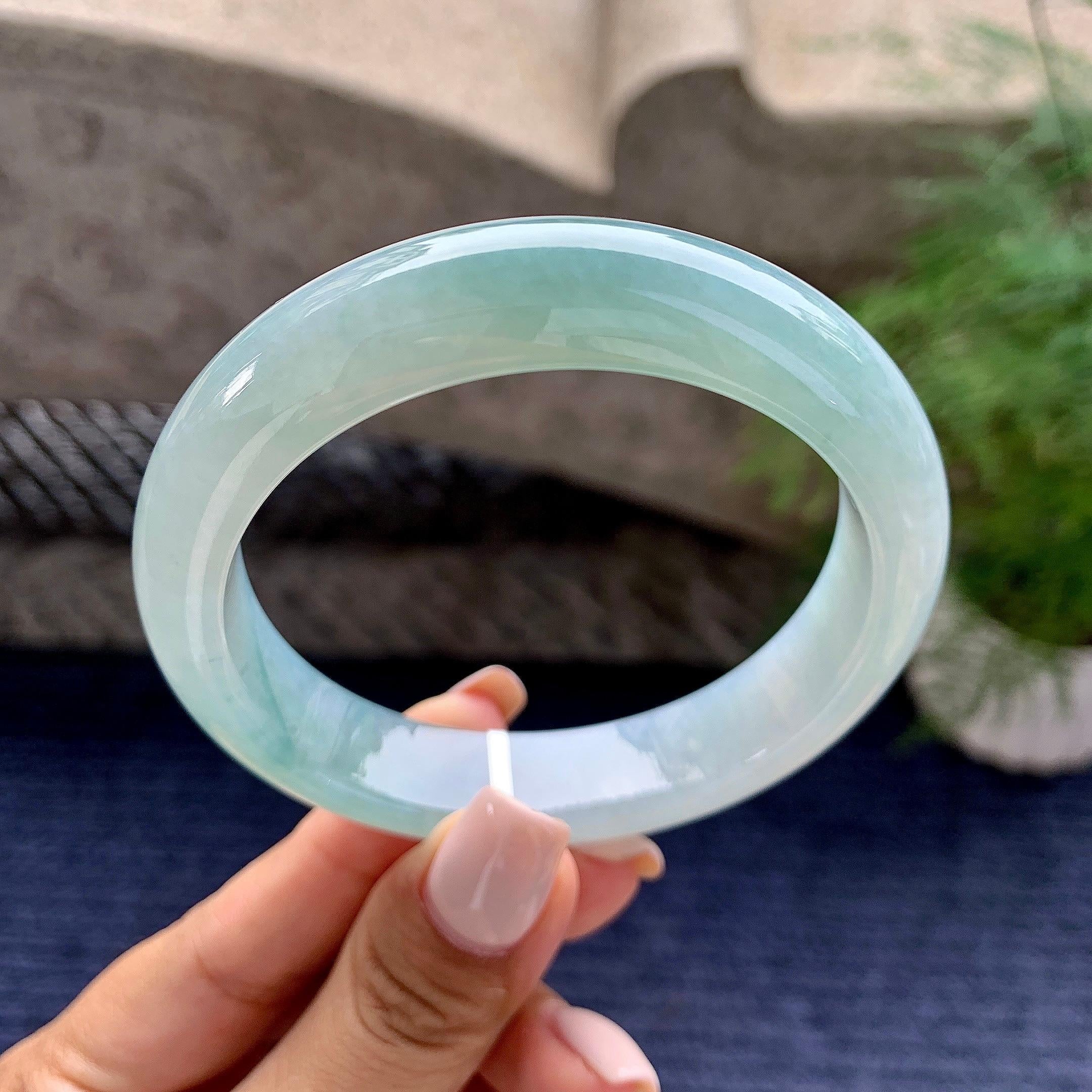 糯冰种飘花平安镯（58.1mm）（yc229246）