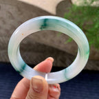细糯种飘蓝花正圈平安镯 57.5圈口 天然缅甸A货翡翠（yc352946）
