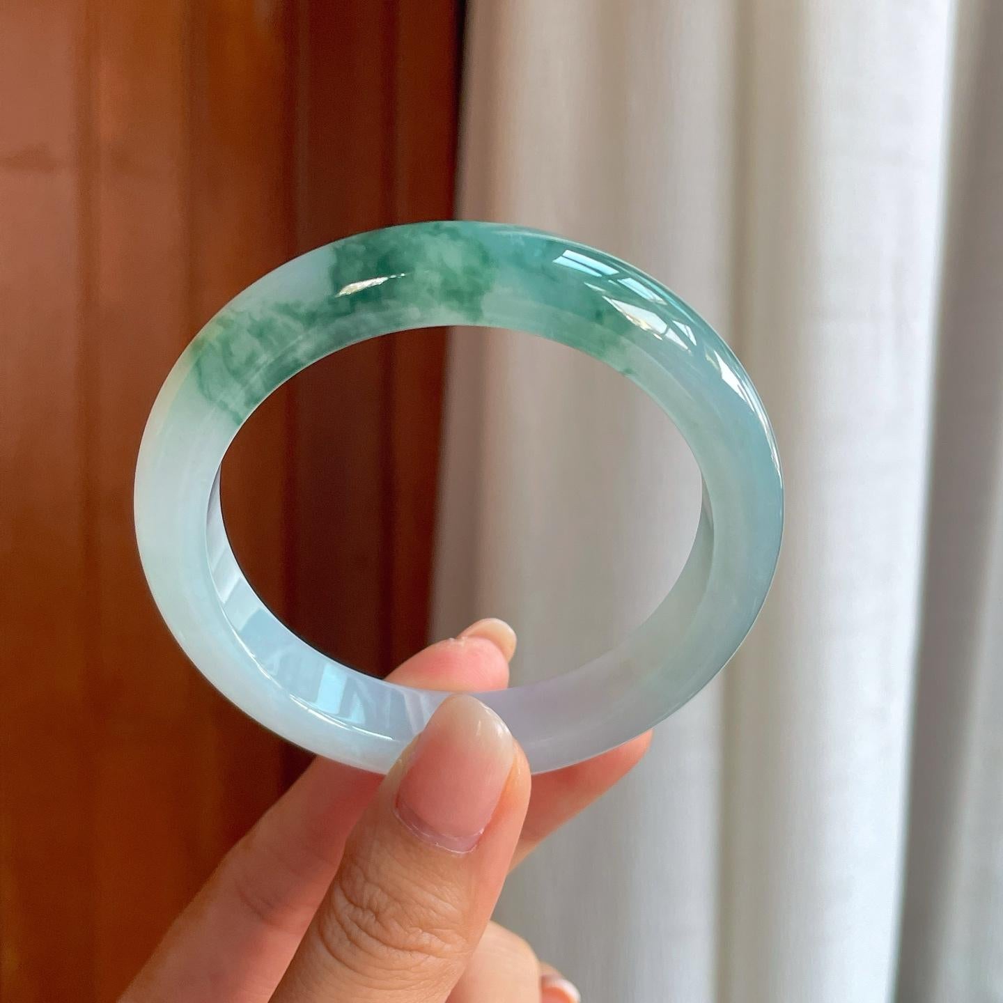 糯冰飘花翡翠平安镯（57.8mm）（yc400166）