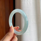 糯冰蓝晴翡翠圆条手镯（55mm)（yc378085）