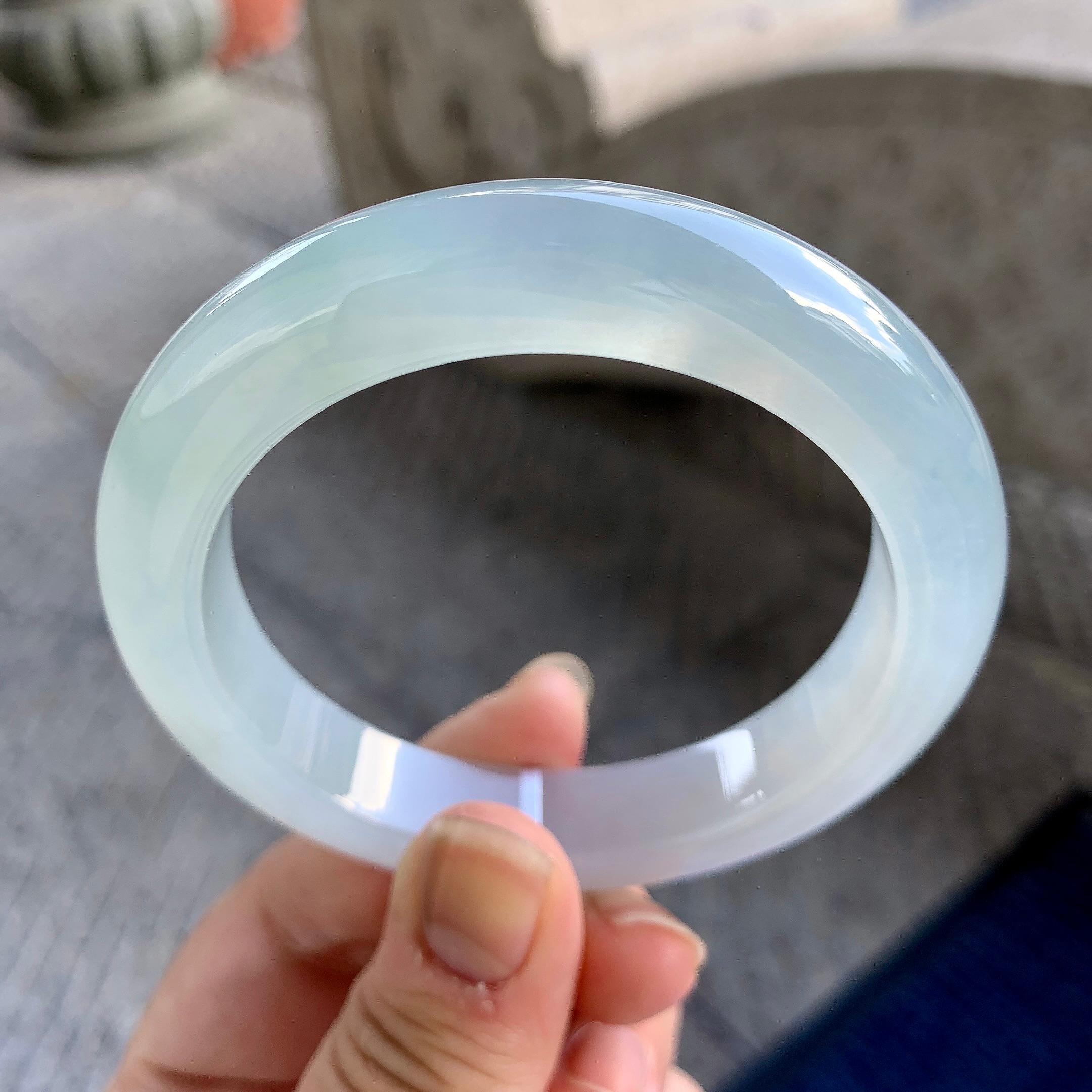 糯冰种淡晴底平安镯（57mm）（yc223266）