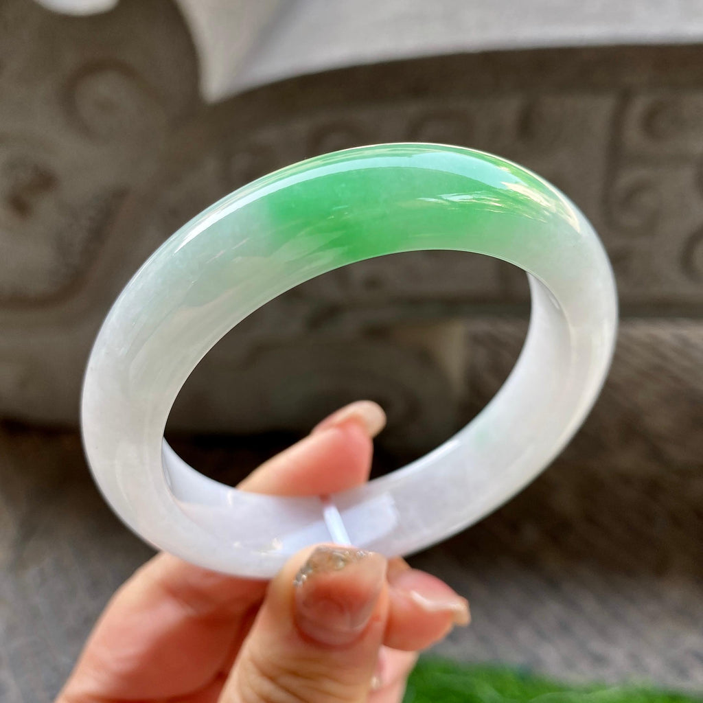 细糯种白底青平安镯（56mm）（yc299505）
