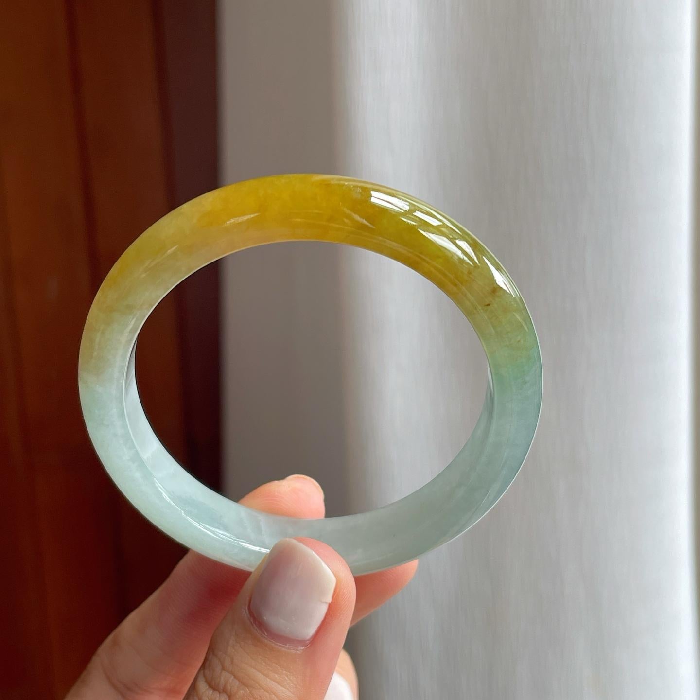 糯冰黄翡翡翠手镯（53.5mm）（yc254046）