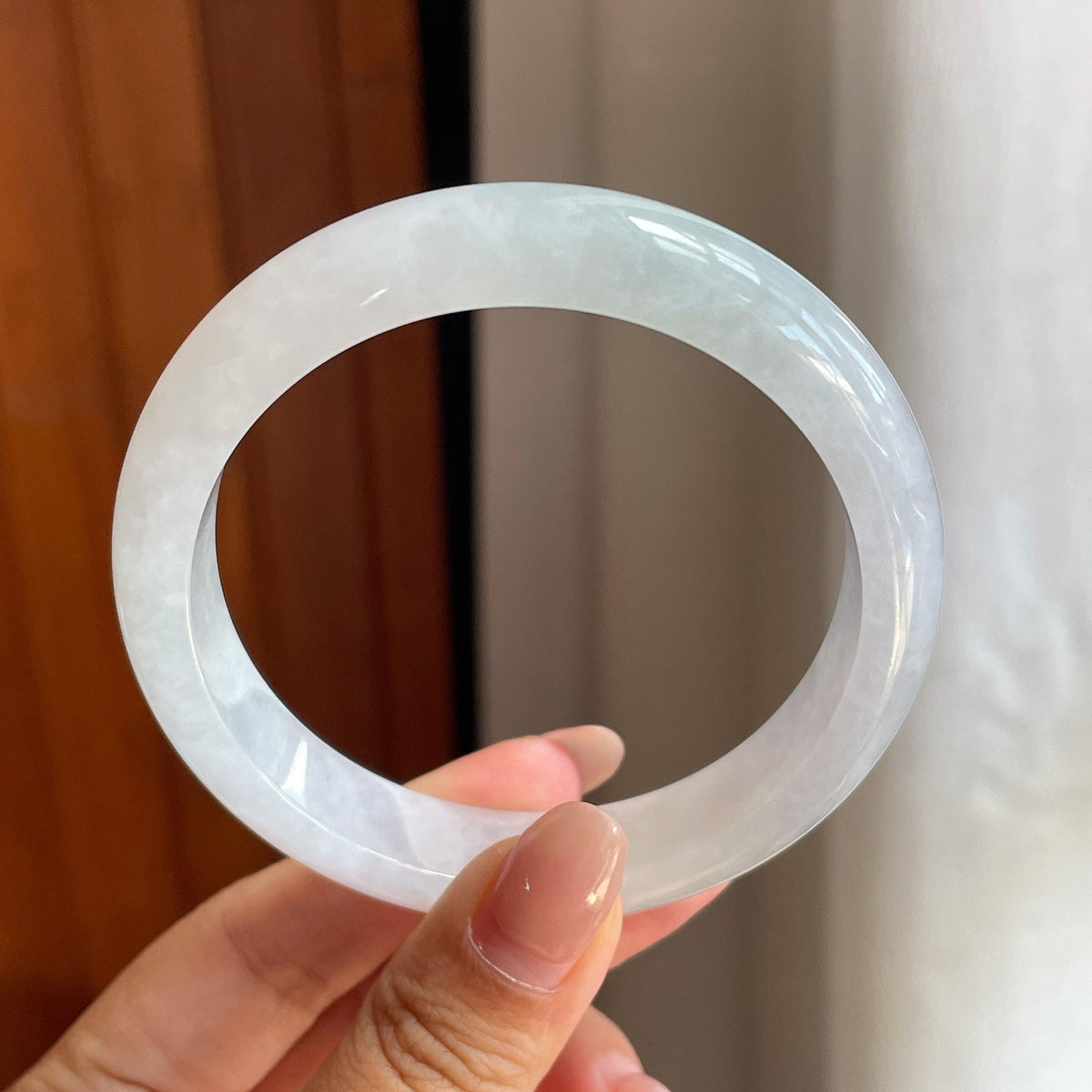细糯冰白月光正圈平安镯 57圈（yc711630）