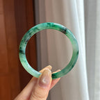 细糯种飘花圆条手镯 53圈 天然缅甸A货翡翠（yc452693）