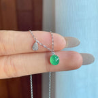 18k金钻镶冰种满绿翡翠蛋面吊坠（yc266471）