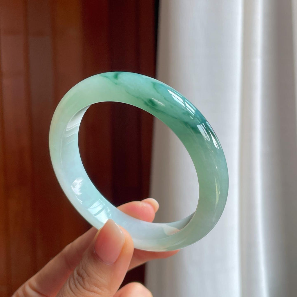 糯冰飘花翡翠平安镯（57.8mm）（yc397218）