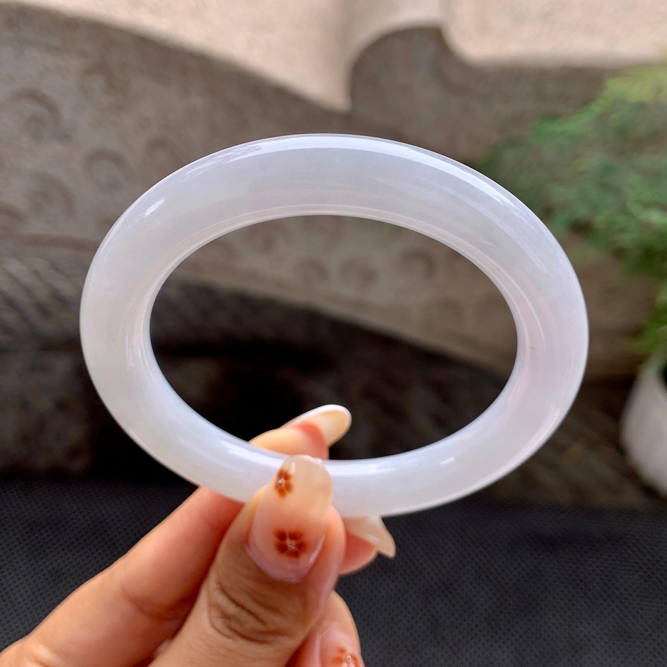 糯种无色圆条手镯（54.8mm）（yc263460）