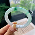小圈口 细糯种飘绿正圈平安镯53.1圈 天然缅甸A货翡翠（yc473052）