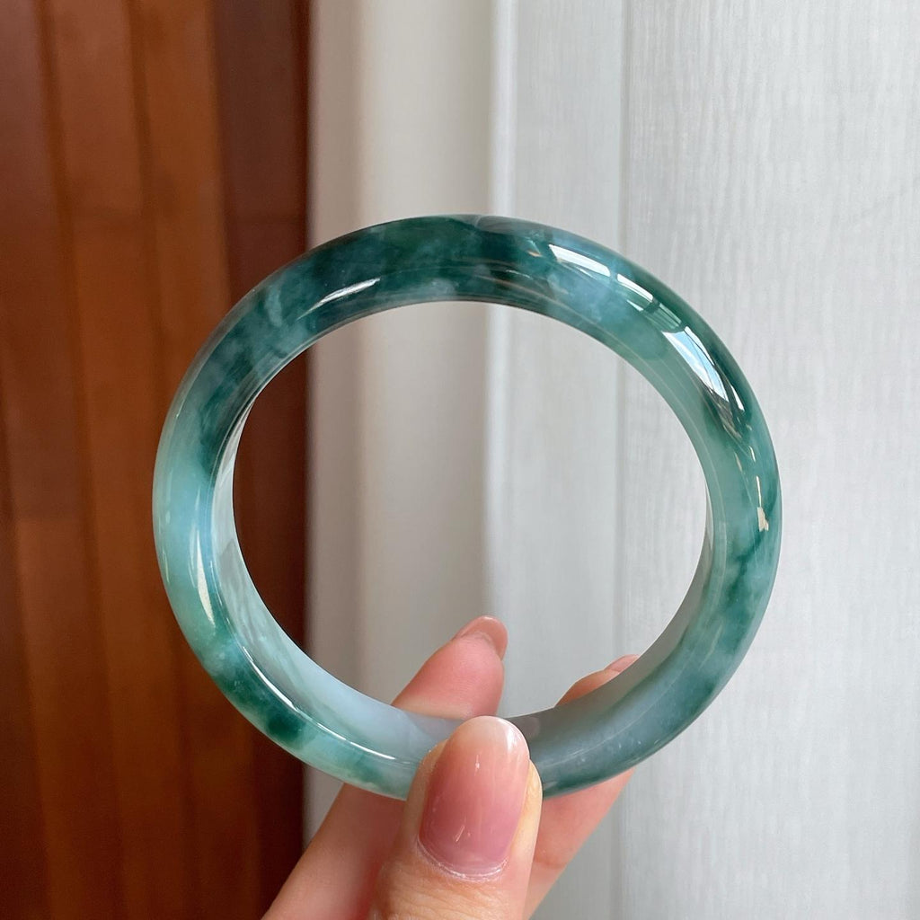 糯冰水墨花翡翠平安镯（57.8mm）（yc333814）