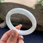 细糯种飘蓝花正圈平安镯  54圈口  天然缅甸A货翡翠（yc441176）