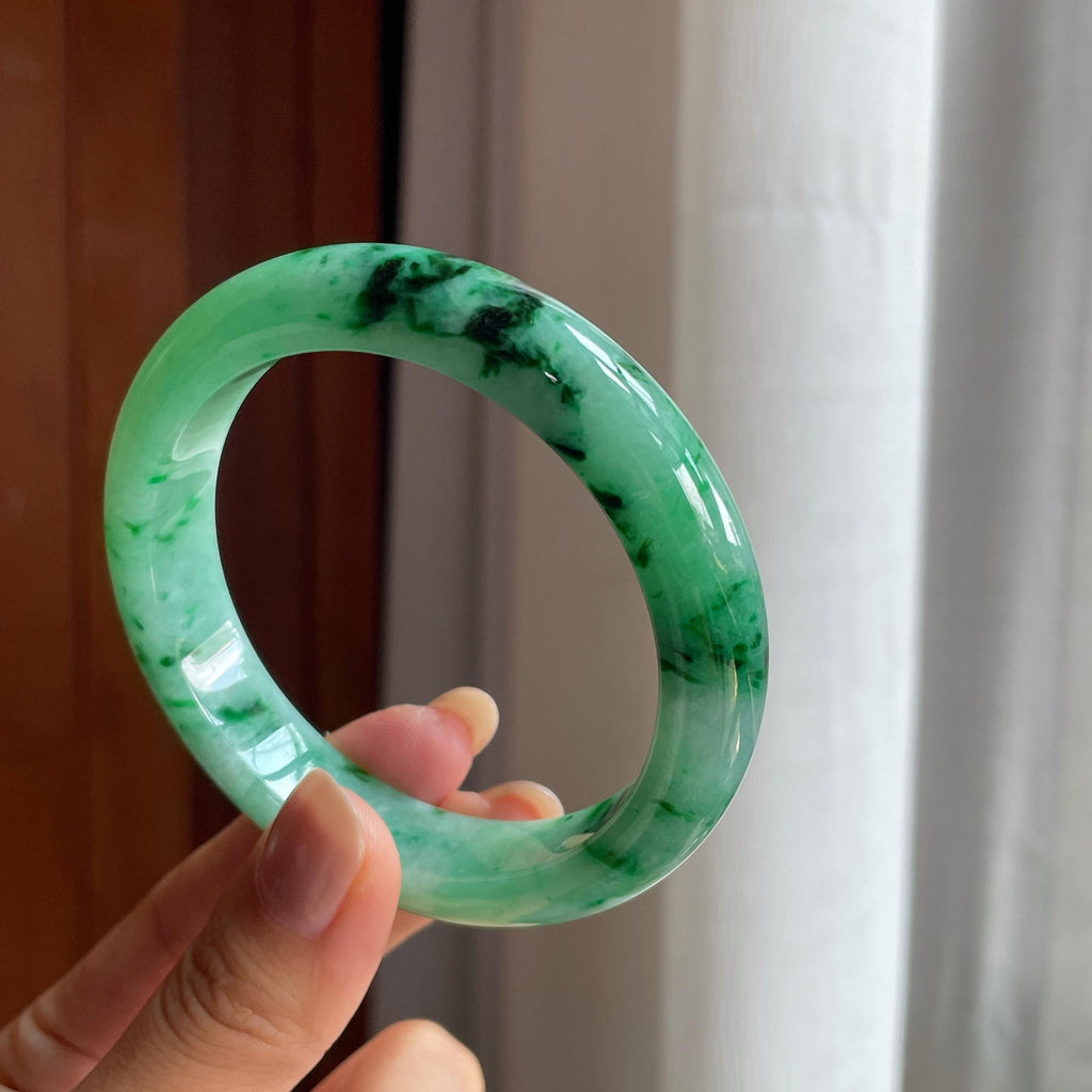 糯冰特色翡翠平安镯(58.5mm)（yc423957）