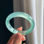 冰玻种飘花翡翠平安镯（55mm)（yc414690）
