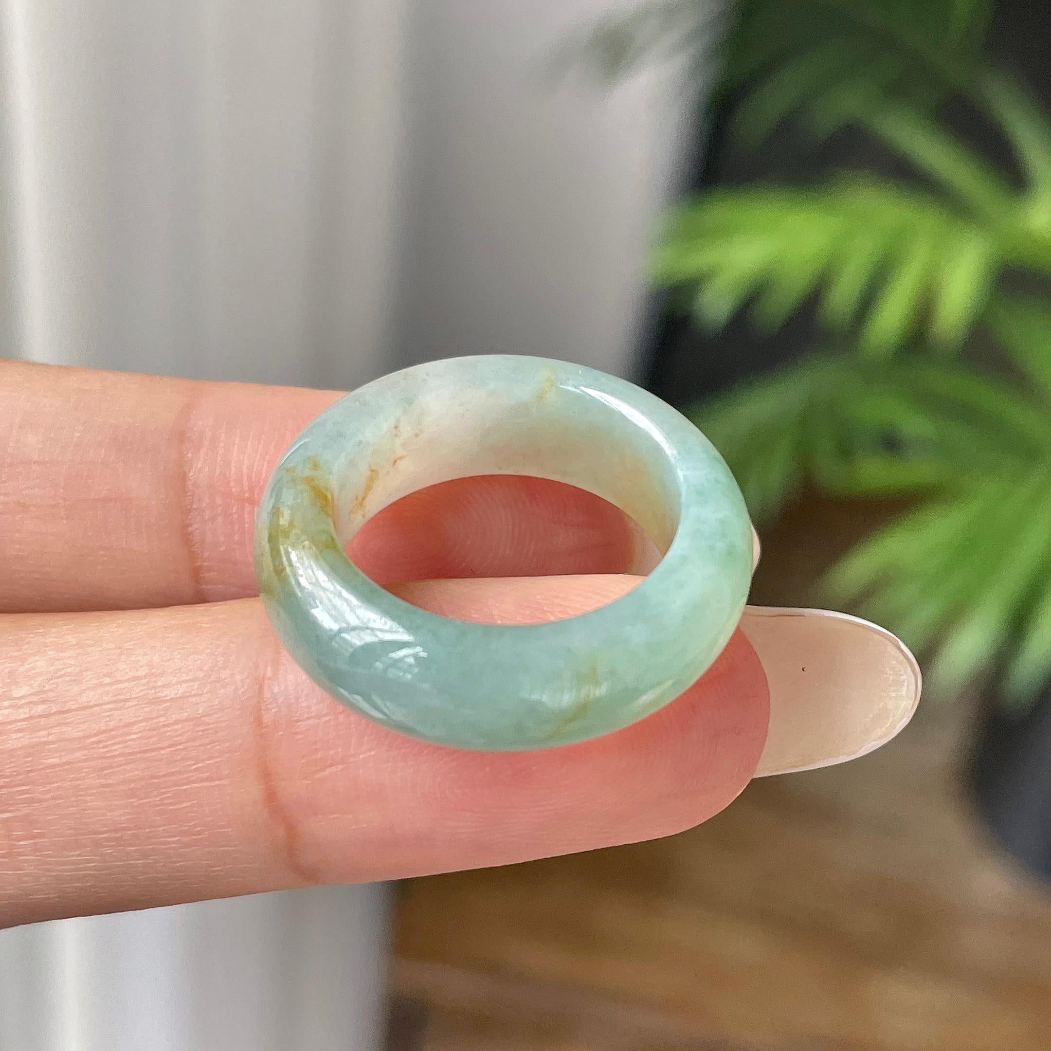 细糯种黄加绿指环      天然缅甸A货翡翠（yc421327）