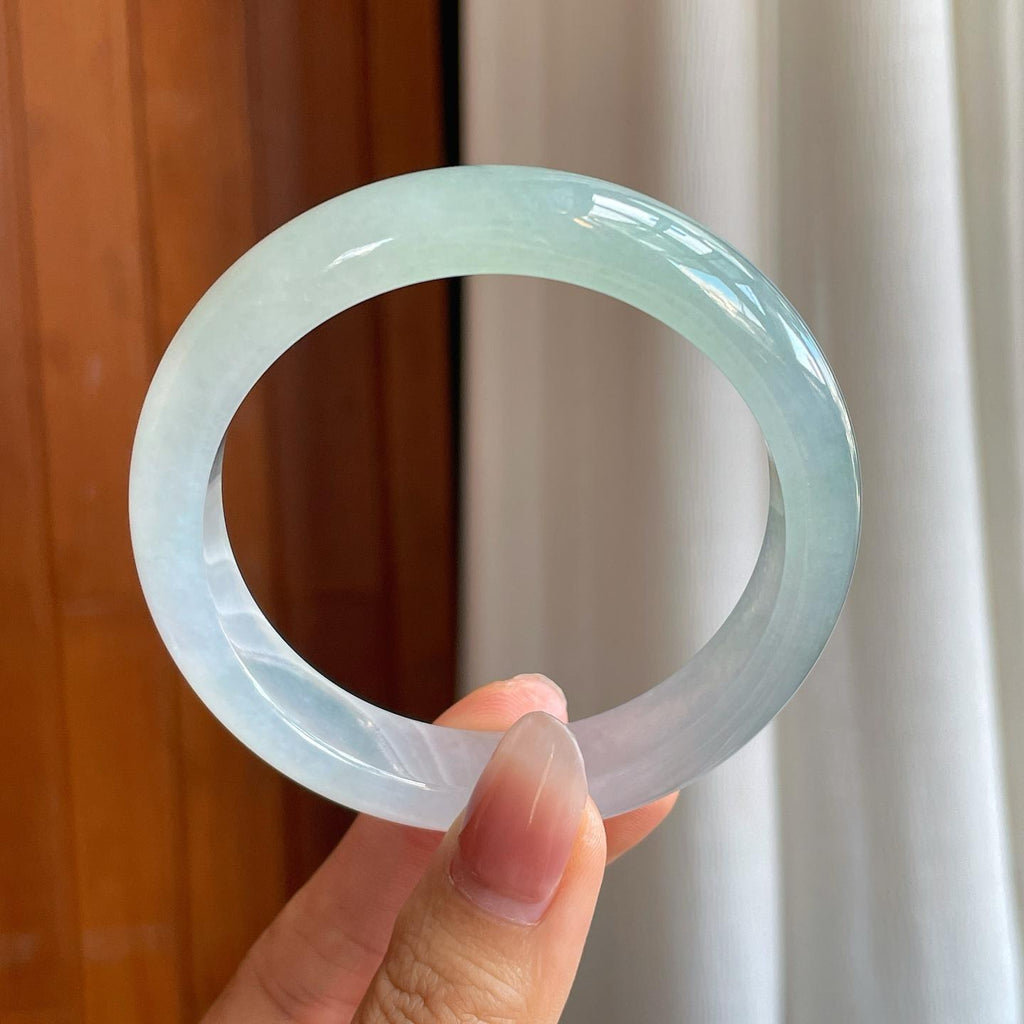 冰种淡春彩翡翠平安镯（57.8mm）（yc312967）