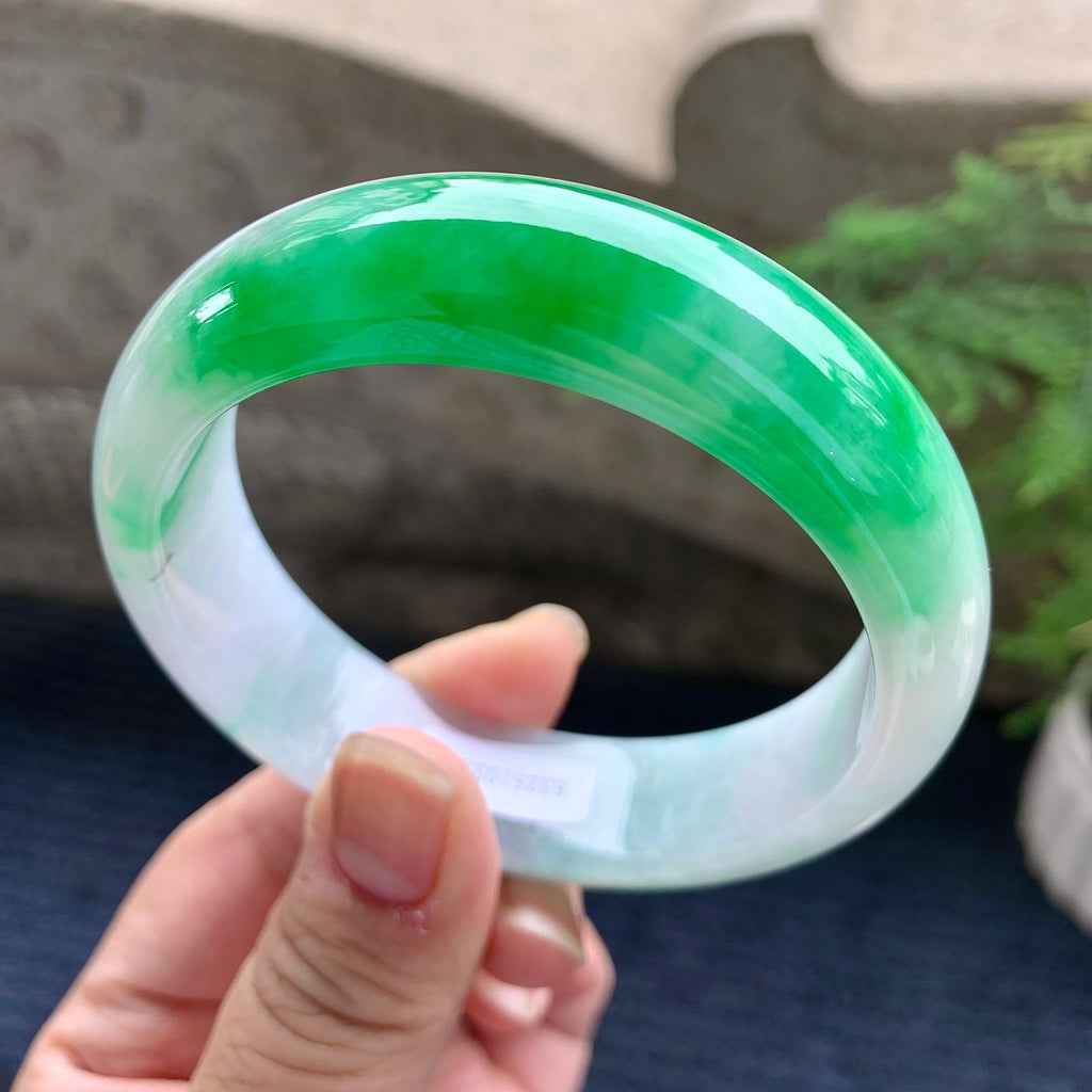 细糯种飘阳绿宽版轮胎手镯（59.8mm）（yc253725）