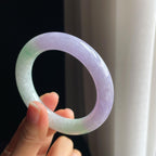 糯冰春带彩翡翠圆条手镯（55.2mm)（yc348941）