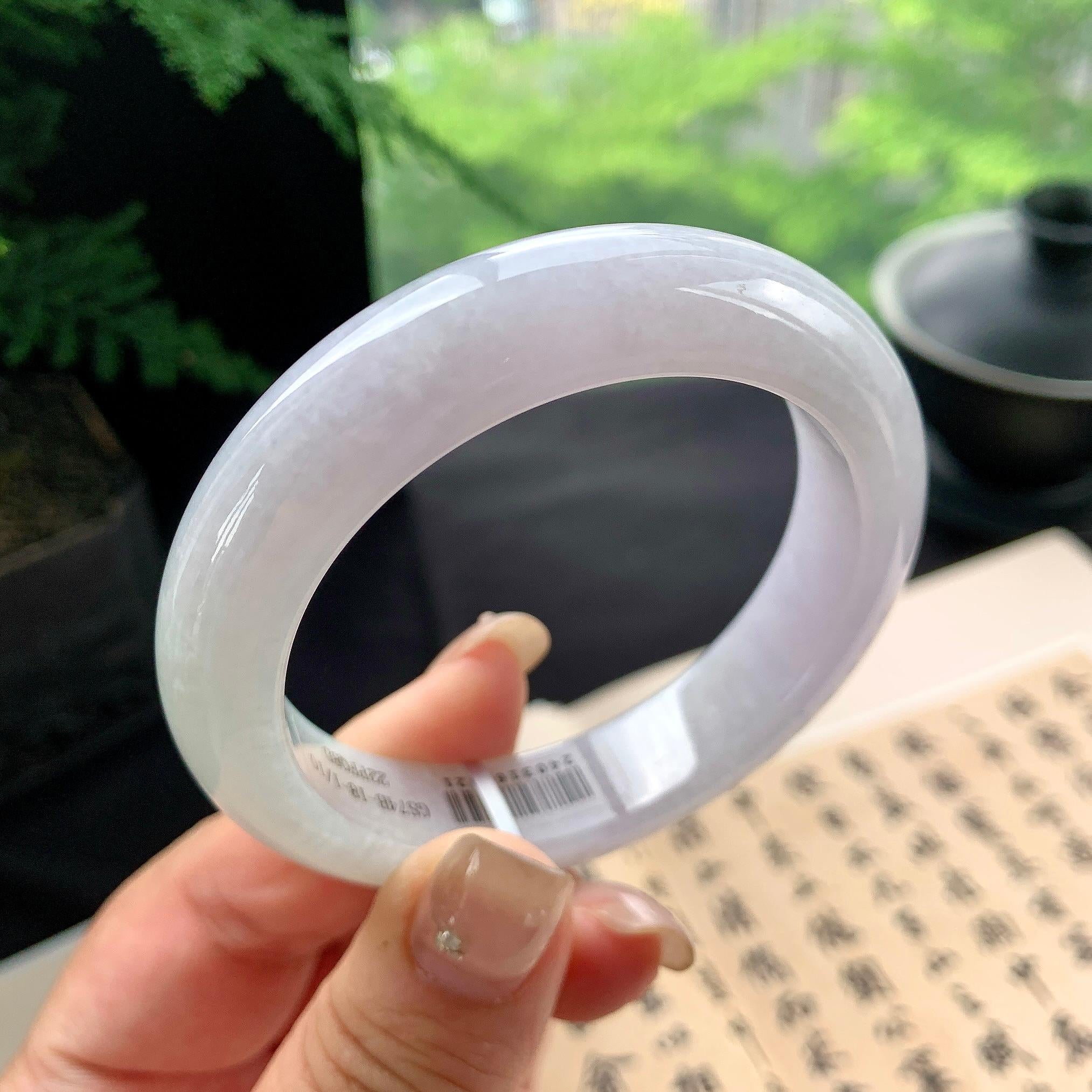 细糯种淡春彩正圈平安镯 53.2圈口 天然缅甸A货翡翠（yc473082）