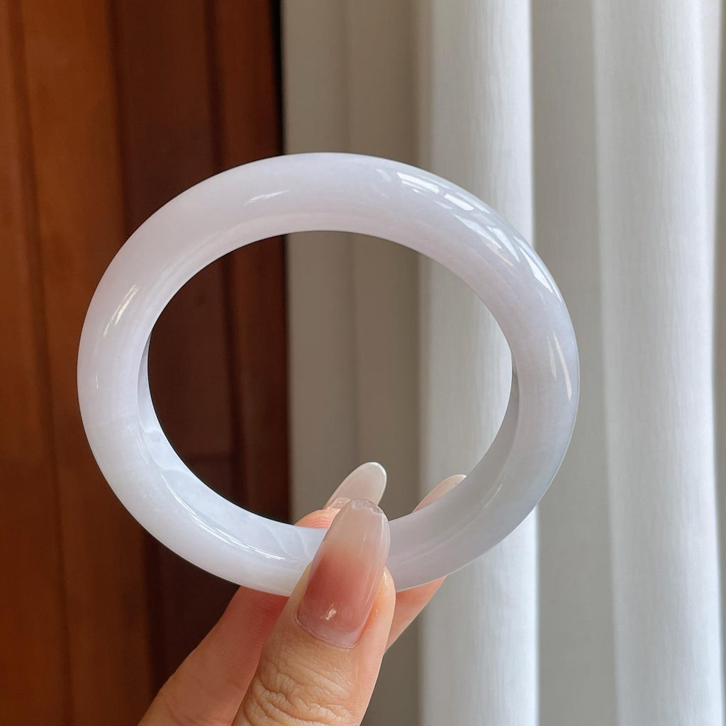 细糯冰淡春底翡翠平安镯（60mm）（yc274570）