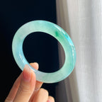 冰种晴底飘绿花翡翠圆条手镯（55.2mm)（yc323142）