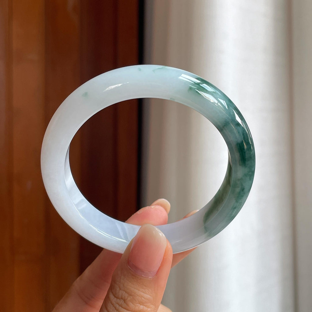 糯冰飘花翡翠平安镯(57.8mm)（yc414421）
