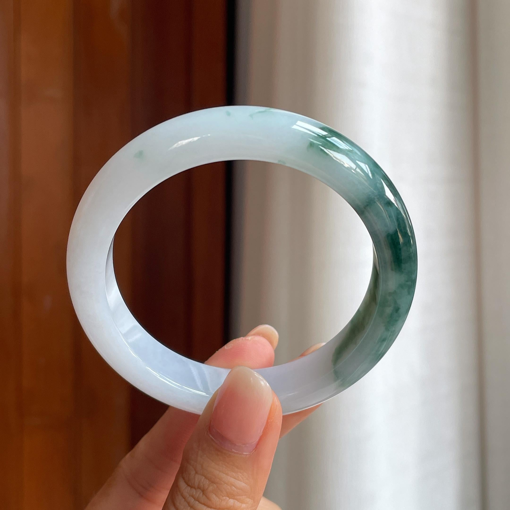 糯冰飘花翡翠平安镯(57.8mm)（yc414421）