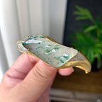 18K金钻镶糯冰种飘花随形贵妃手镯（活扣）（yc221441）