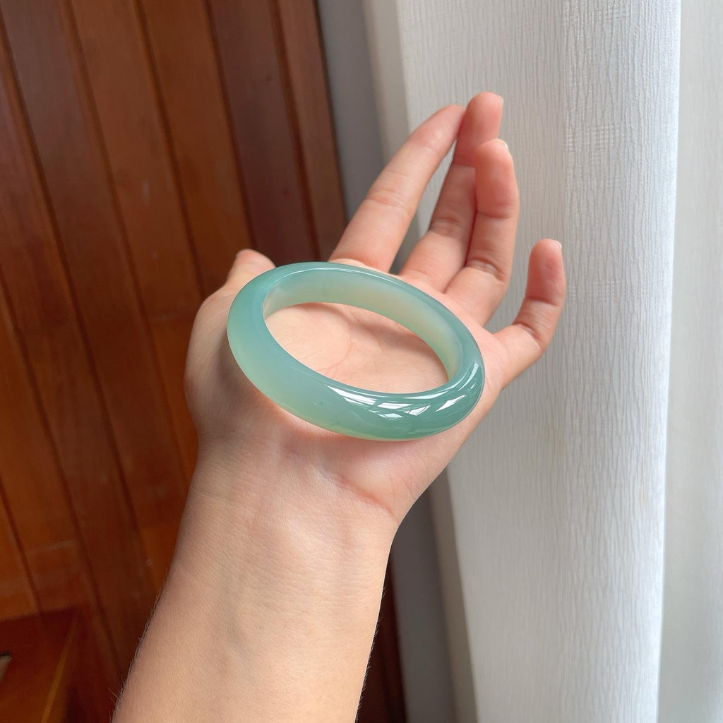 冰种蓝晴底翡翠平安镯（54.2mm）（yc257278）