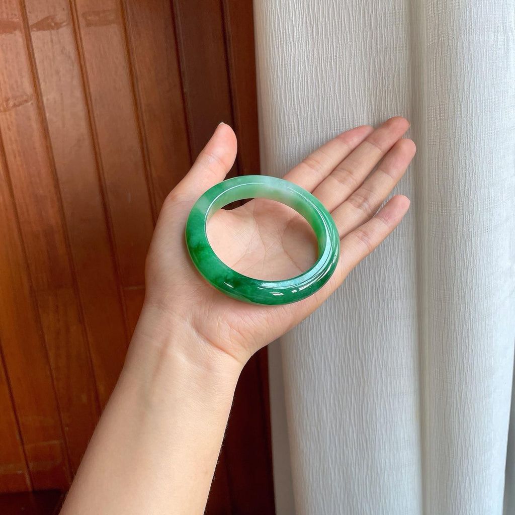 糯冰满圈辣色翡翠平安镯（57.5mm）（yc400197）