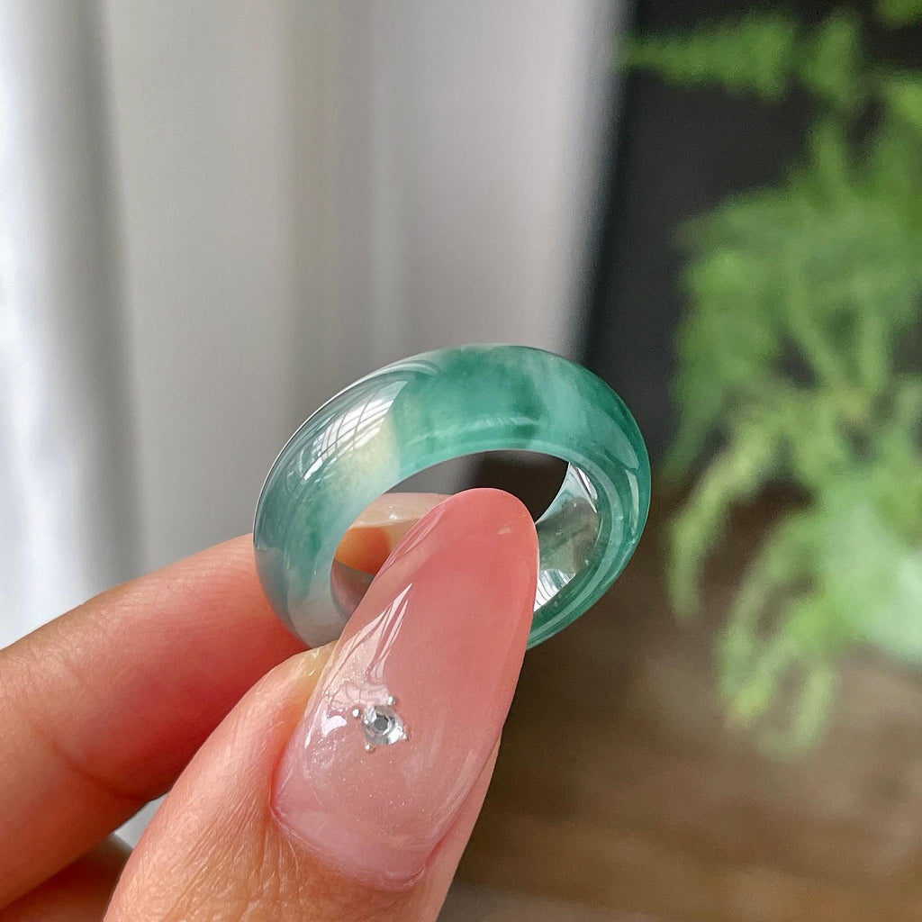 糯冰种蓝水子母扣吊坠       天然缅甸A货翡翠（yc448353）