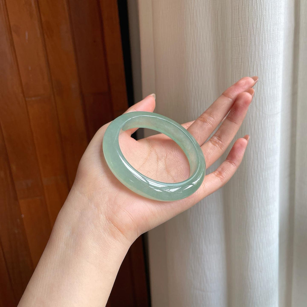 冰种晴底翡翠平安镯（57mm)（yc345452）
