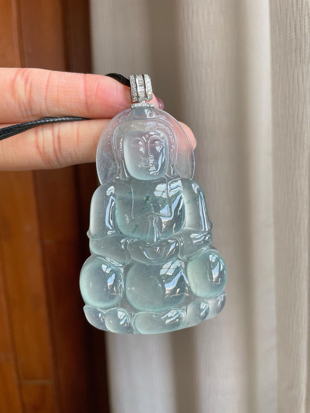 18k金钻镶冰种蓝底飘花观音（yc295788）