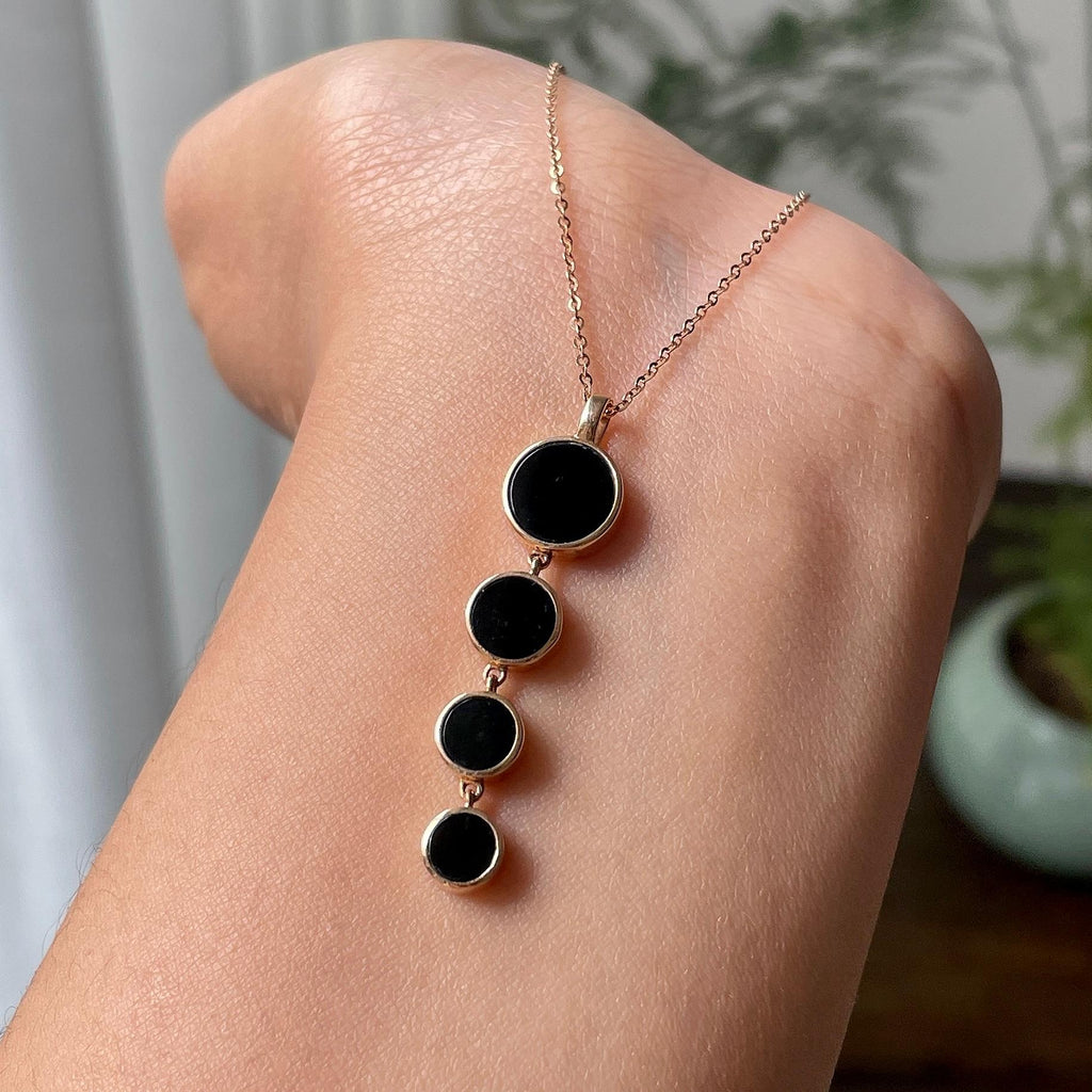 18k金镶细糯种墨翠圆牌项链    天然缅甸A货翡翠（yc332465）