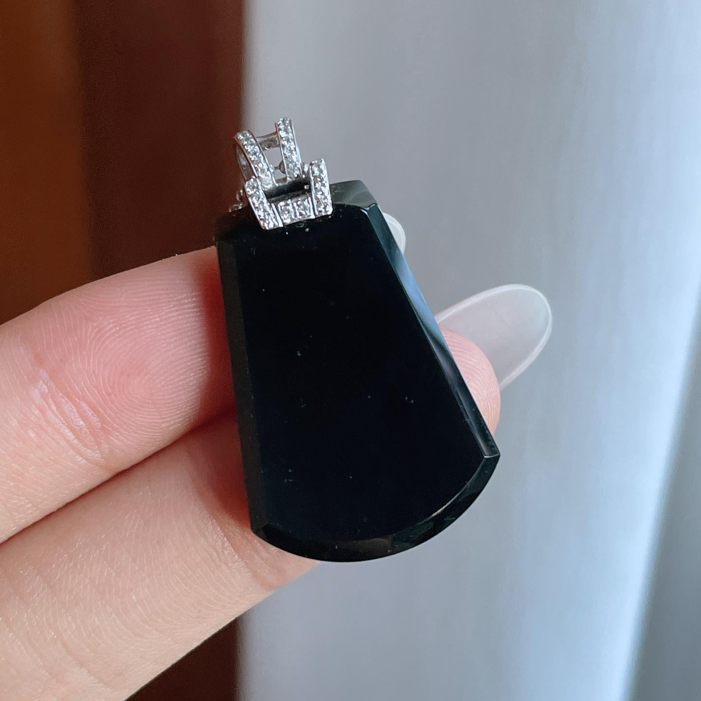 18k金扣冰种墨翠无事牌（yc257825）