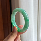 糯冰带色翡翠平安镯（54mm)（yc423065）