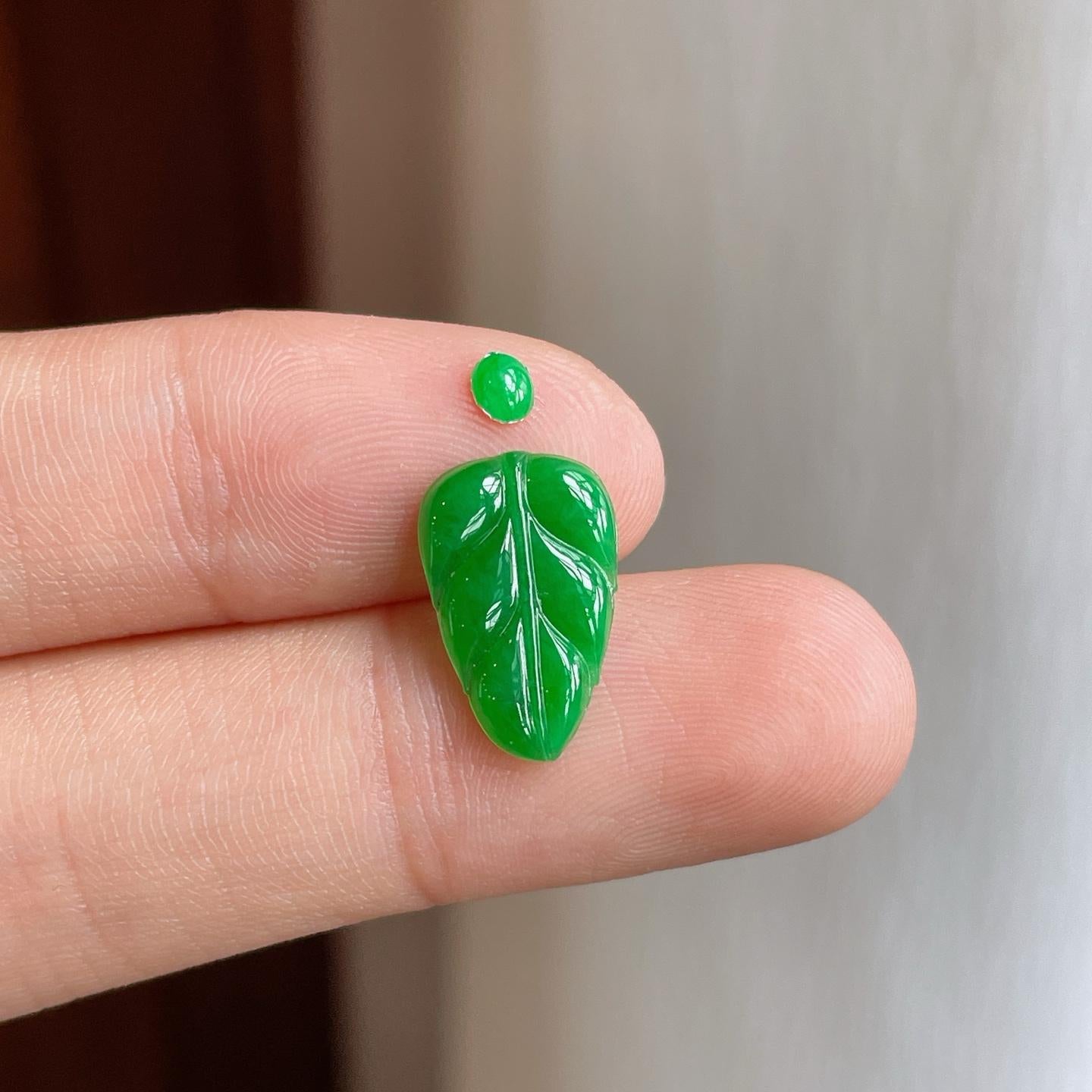 裸石糯种满绿翡翠叶子（yc249145）