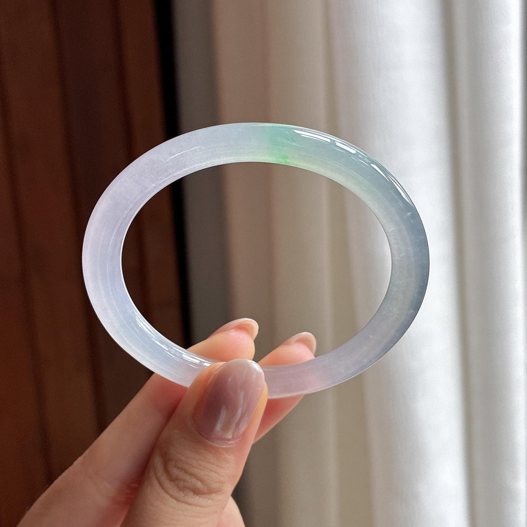 冰种紫罗兰飘花特色贵妃镯 53圈 天然缅甸A货翡翠（yc495754）