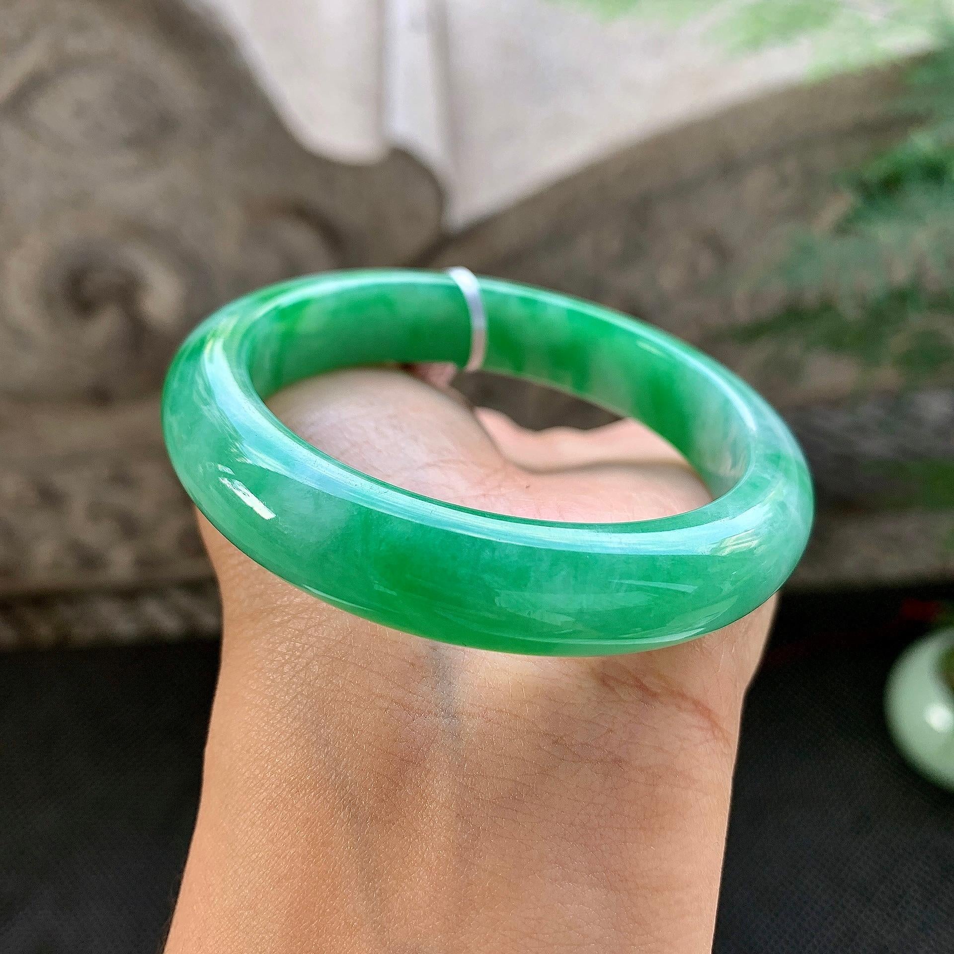 细糯种满绿平安镯（54mm）（yc264515）