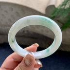 细糯种飘绿花正圈平安镯  53.2圈口  天然缅甸A货翡翠（yc423808）