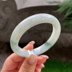 糯种飘蓝花正圈平安镯  57.2圈口  天然缅甸A货翡翠（yc418854）