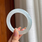 糯冰白月光翡翠圆条手镯（54.5mm)（yc406767）