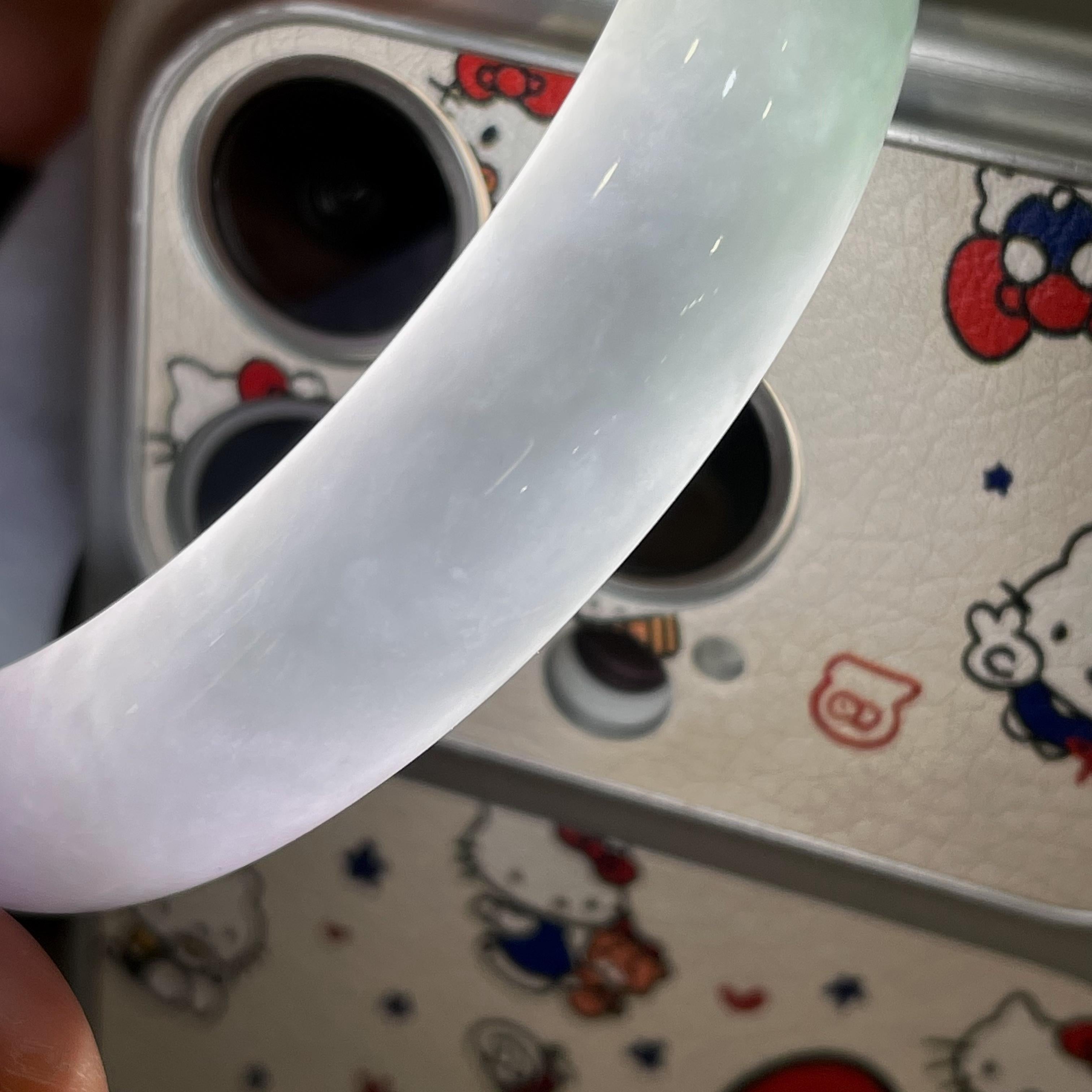 细糯种淡春彩正圈平安镯56.2圈 天然缅甸A货翡翠（yc468014）