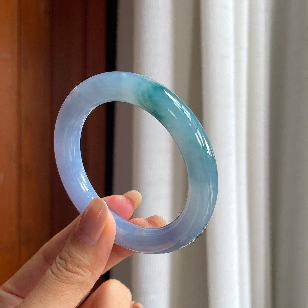糯冰紫罗兰飘花圆条手镯（53mm）（yc422965）