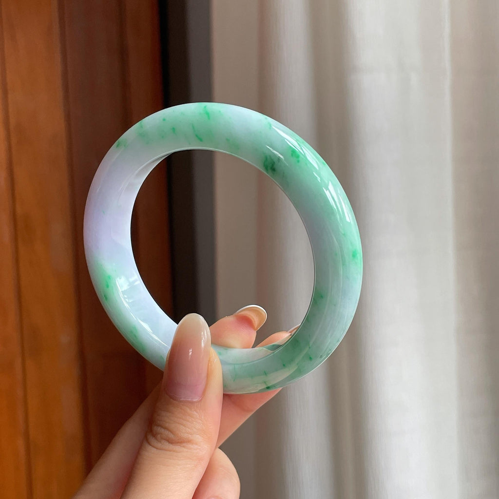 糯冰带色翡翠平安镯（56.2mm)（yc417347）