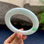 糯种飘绿圆条手镯（56.5mm）（yc280860）