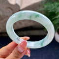 糯冰种飘花正圈平安镯58.2圈   天然缅甸A货翡翠（yc441117）
